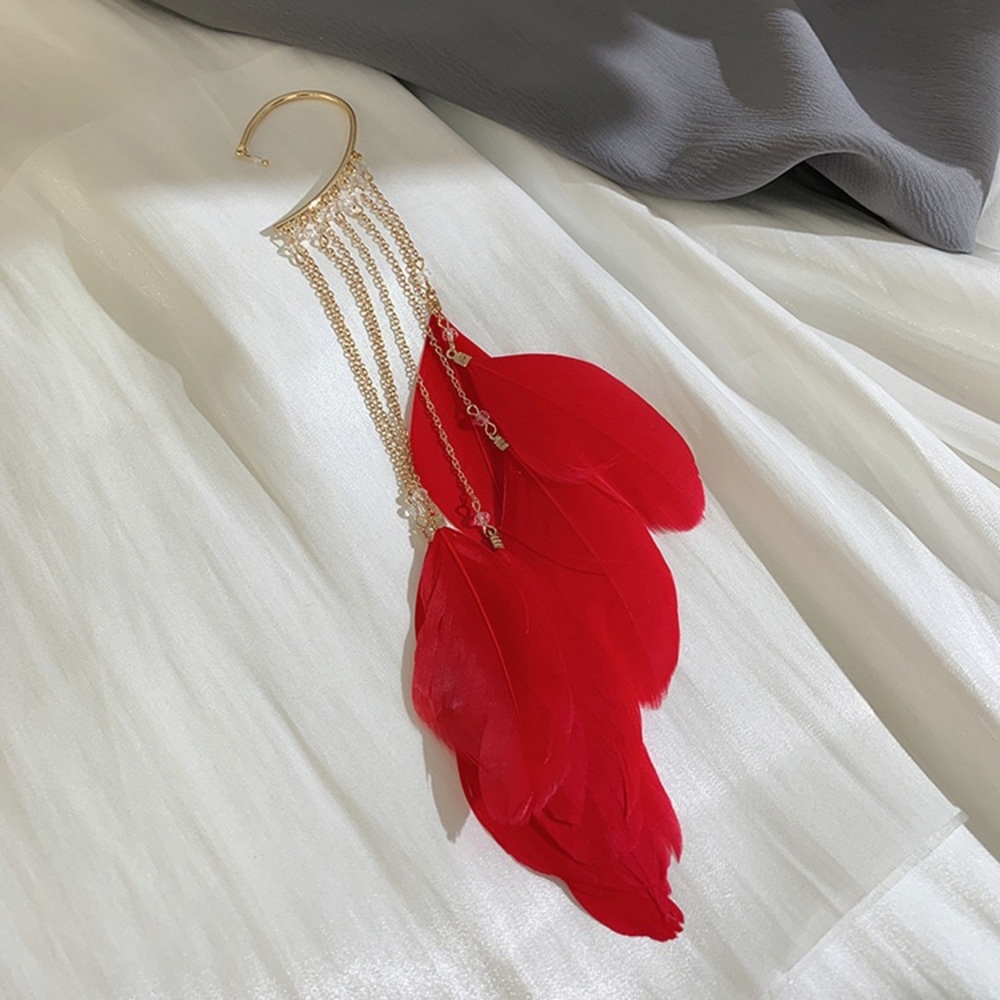 Bohemian ethnography feather cuff earrings for single ear